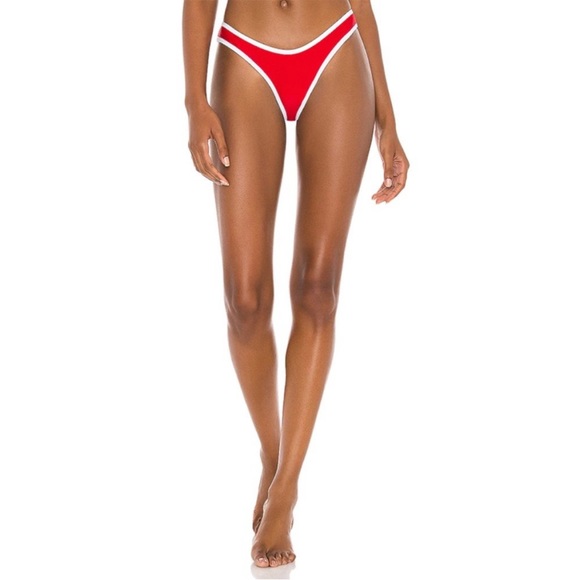NWT It’s Now Cool 90s Duo Bikini Bottom Swim Bathing Suit | Red White Contrast M - Picture 1 of 7